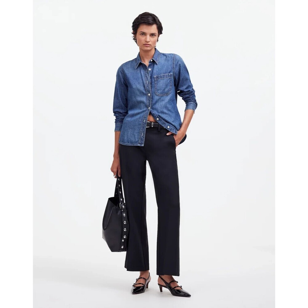 NWT Madewell Kick Out Crop Pants in Wool-Blend Twill in True Black Sz 4 - $138